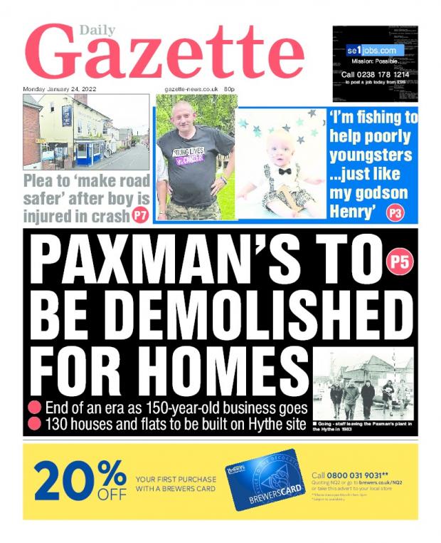 Gazette: January 24: A new housing estate will be built on the historic former Paxmans site off Port Lane in the Hythe. Paxman Diesels, which closed last year, will make way for 130 new homes, according to the proposals by owners MAN Energy Solutions. Fisherman Charlie Hillaby, 31, the founder of Fishing For Henry, will host several events at Lifted Lakes, in Great Oakley, to help children with illnesses and disabilities. He launched the initiative following the death of his godson, Henry. The 19-month-old baby had been diagnosed with rare leukaemia of the blood and died after complications resulting from the severe chemotherapy he endured. A boy suffered a suspected broken leg following a collision with a car in the High Street, Wivenhoe, prompting renewed calls for extra safety measures. Wivenhoe and Essex county councillor Mark Cory said: “I am hoping I can put pressure on Essex County Council to put in proper speed reduction techniques.”